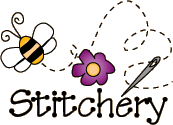 a crafty style image of a honey bee flying around a flower and a needle